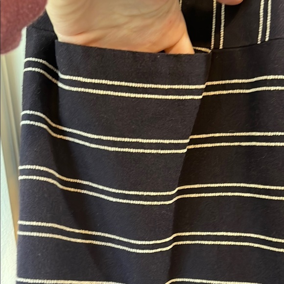 Maeve Navy A Line Mini Skirt w/ White Stitching Stripes - Size 4 - Picture 5 of 13